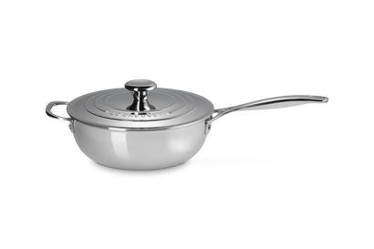Chef's Pan in RVS Signature met Anti-Aanbaklaag met Deksel en Extra Handvat