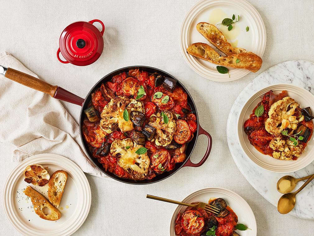 Puttanesca met Bloemkool en Sticky Aubergine