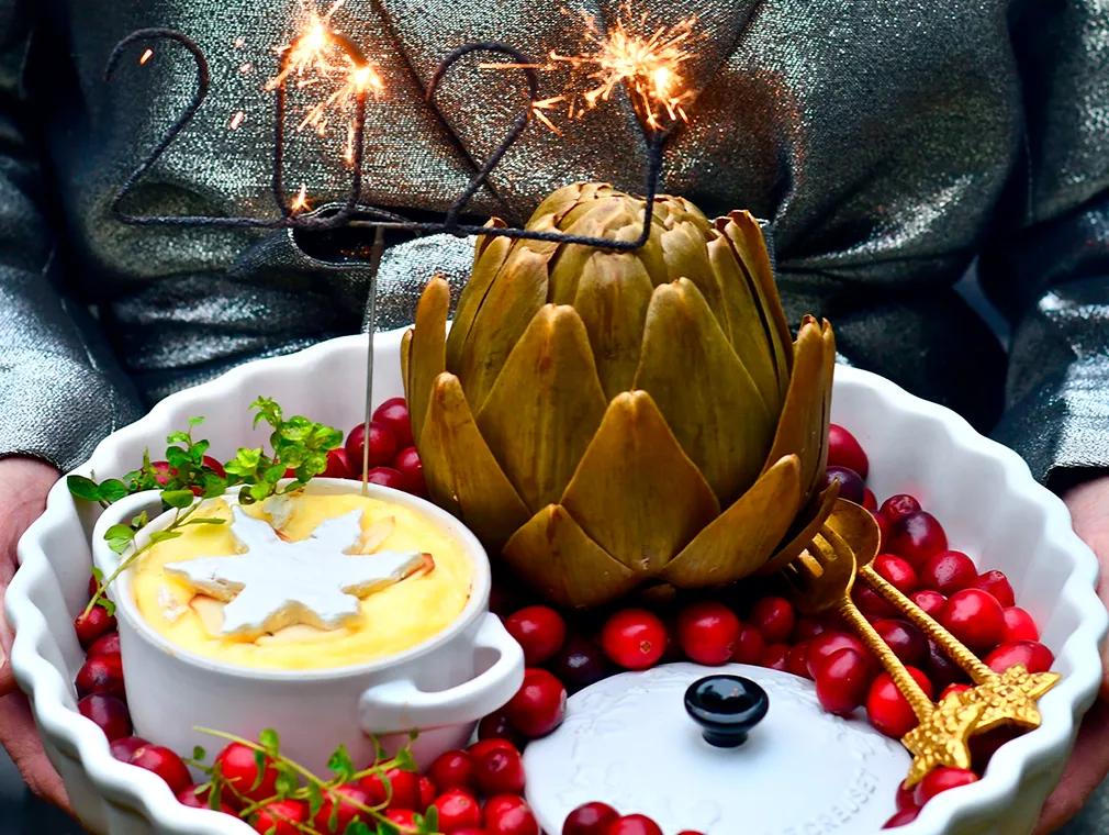 Artisjok met mini kaasfondue