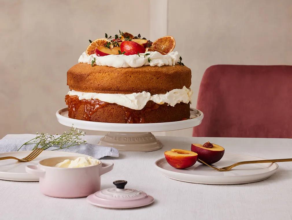 Perzik en Abrikoos Victoria Sponge Cake