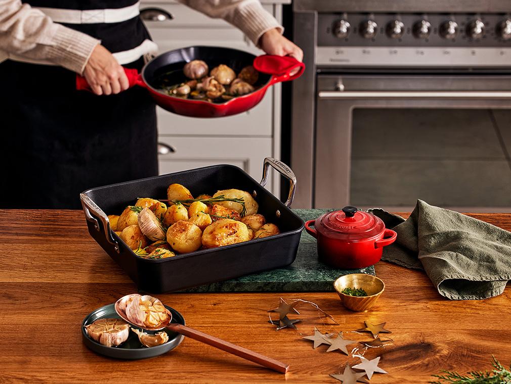 Geroosterde aardappelen met gekonfijte knoflook