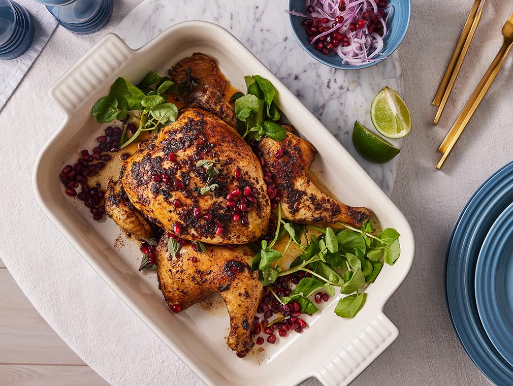 Geroosterde, Gevlinderde Kip met Harissa en Granaatappel