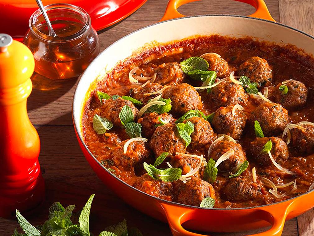 Gehaktballetjes van Lam en Munt in Chermoula-tomatensaus
