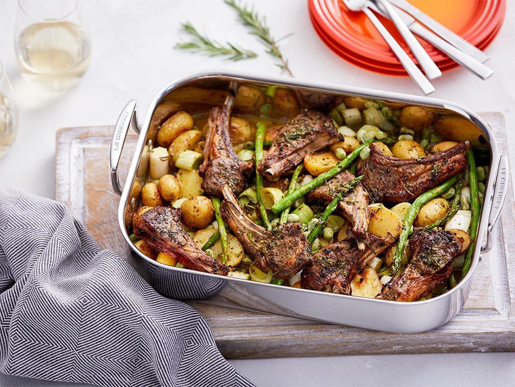 Traybake met Lamskoteletten en Lentegroenten